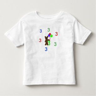 T-shirt Pour Les Tous Petits Je suis trois avec un Nounours et des ballons