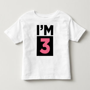 T-shirt Pour Les Tous Petits Je suis trois Chemise rose troisième anniversaire