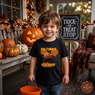 T-shirt Pour Les Tous Petits Je suis un enfant de citrouille Halloween rusé Nom