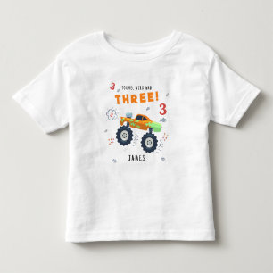 T-shirt Pour Les Tous Petits Jeune Sauvage Et Trois Voiture Monstre Pour Enfant