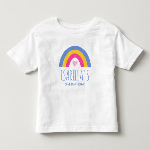 T-shirt Pour Les Tous Petits Joli 3e Anniversaire Arc-en-Ciel Nom Personnalisé