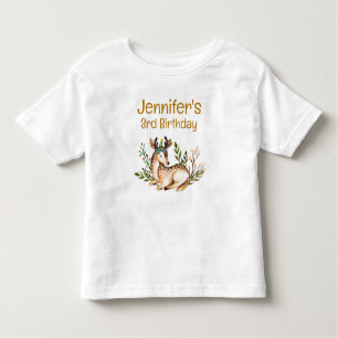 T-shirt Pour Les Tous Petits Joli Cerf Aquarellé Pose En Bas Boho Anniversaire