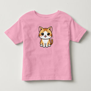 T-shirt Pour Les Tous Petits Joli Chat Tigré Orange de Dessin Animé
