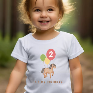 T-shirt Pour Les Tous Petits Joli Cheval Ballons Colorés Anniversaire Âge Perso