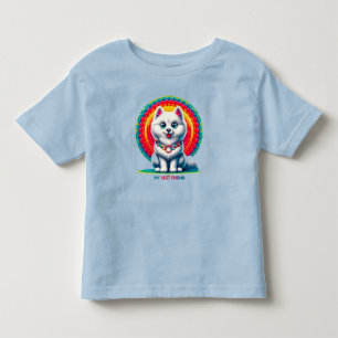 T-shirt Pour Les Tous Petits Joli chien de dessin avec Arrière - plan artistiqu