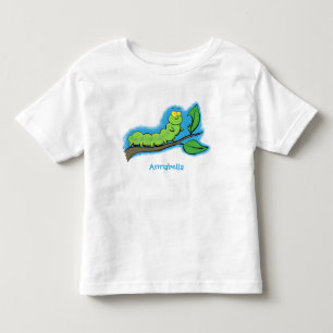 T-shirt Pour Les Tous Petits Joli dessin animé de chenille verte mignonne