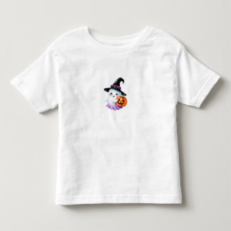 T-shirt Pour Les Tous Petits Joli Fantôme de Sorcière Tenant une Citrouille Aqu