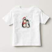 T-shirt Pour Les Tous Petits Joli hiver Theme Penguin Famille Noël (Devant)