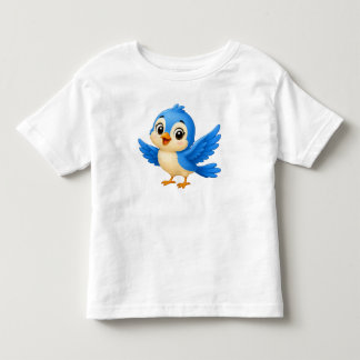 T-shirt Pour Les Tous Petits Joli Oiseau Bleu de Dessin Animé - Petit Oiseau Vo