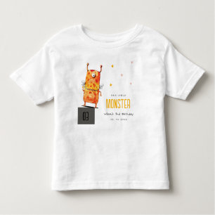 T-shirt Pour Les Tous Petits Joli Orange Yellow One Eyed Monster Anniversaire d