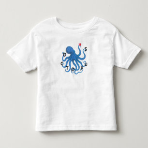 T-shirt Pour Les Tous Petits Joli poulpe bleu ami avec cœur océan plongée