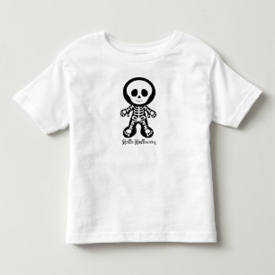 T-shirt Pour Les Tous Petits Joli squelette de dessin animé Bonjour Halloween T