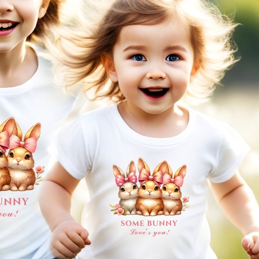 T-shirt Pour Les Tous Petits Jolie fille lapin Aquarelle Pâques