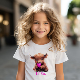 T-shirt Pour Les Tous Petits Jolie Petite Soeur Vache Bébé Rose