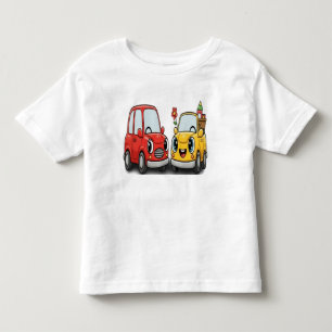 T-shirt Pour Les Tous Petits Jolis petits voitures : Meilleurs amis rouge et ja