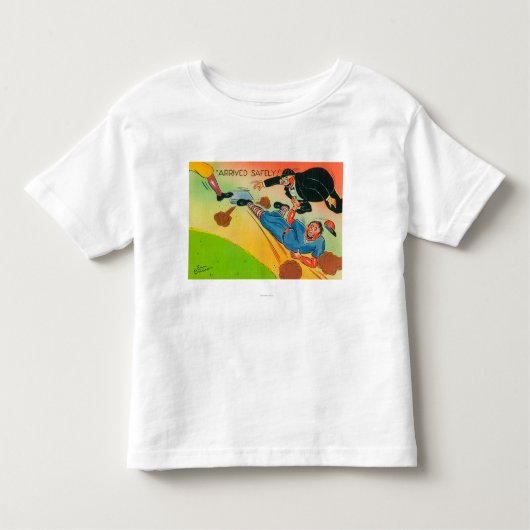 T-shirt Pour Les Tous Petits Joueur de baseball glissant à la base, arrivant (Devant)