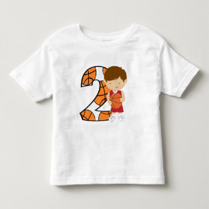 T-shirt Pour Les Tous Petits Joueur de basket-ball rouge et blanc du 2e anniver