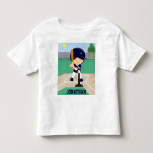 T-shirt Pour Les Tous Petits Joueur de dessin animé personnalisé de baseball mi
