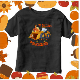 T-shirt Pour Les Tous Petits Joueurs Tracteur Turquie Je creuse Thanksgiving