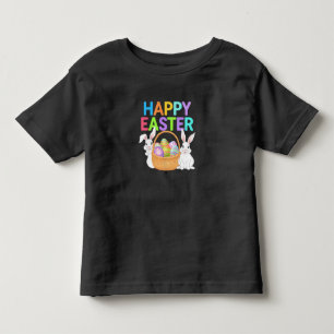 T-shirt Pour Les Tous Petits Joyeuses Pâques 2025 Œufs Lapin Mignon
