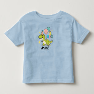 T-shirt Pour Les Tous Petits Joyeux 3e anniversaire Dino vert avec ballons