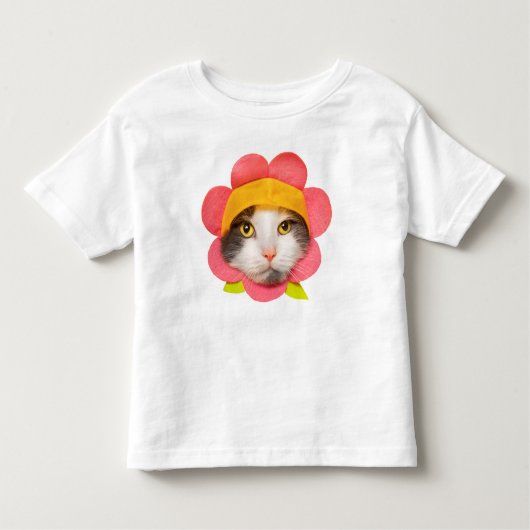 T-shirt Pour Les Tous Petits Joyeux Anniversaire Cute Chat en Casquette Fleur (Devant)