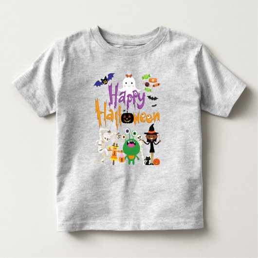 T-shirt Pour Les Tous Petits Joyeux Halloween Enfants mignonnes et Éffrayants (Devant)