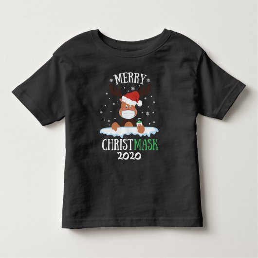 T-shirt Pour Les Tous Petits Joyeux Noël rennes masque visage désinfectant (Devant)