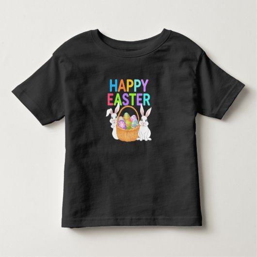 T-shirt Pour Les Tous Petits Joyeux Pâques 2025 Oeufs Lapin mignon lapin lapin (Devant)