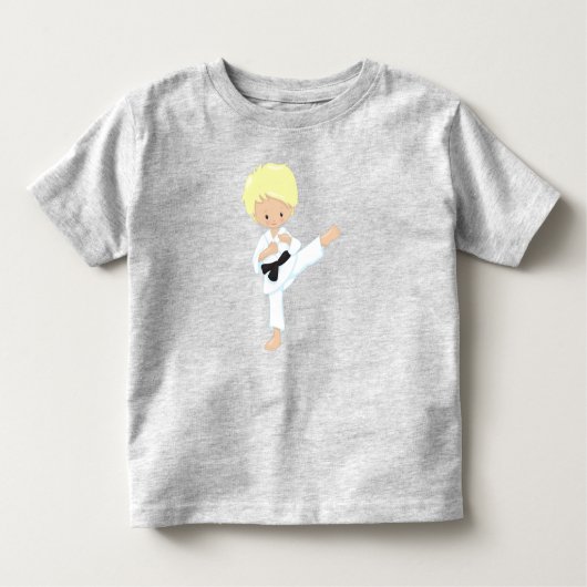 T-shirt Pour Les Tous Petits Karate Boy, joli garçon, cheveux blonds, ceinture  (Devant)
