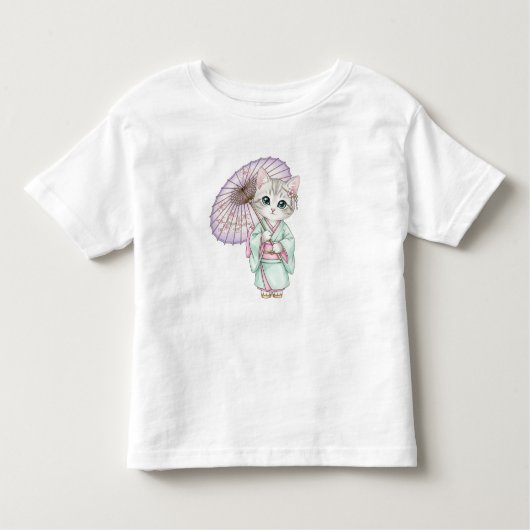 T-shirt Pour Les Tous Petits Kawaii Cat in Kimono, by Natasha Us (Devant)