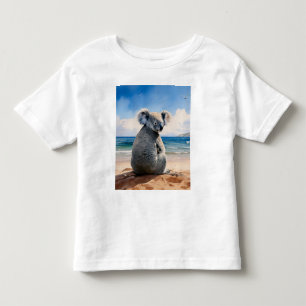 T-shirt Pour Les Tous Petits Koala sur une plage de sable
