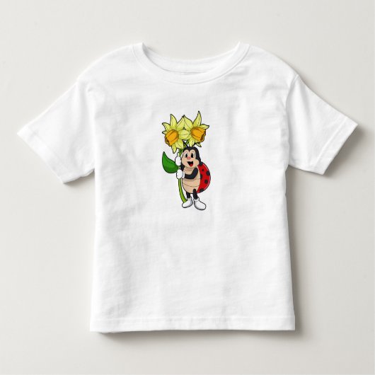 T-shirt Pour Les Tous Petits Ladybug avec jonquille de fleurs (Devant)