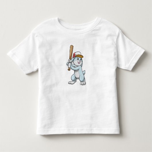 T-shirt Pour Les Tous Petits Lapin au baseball avec batte de baseball (Devant)