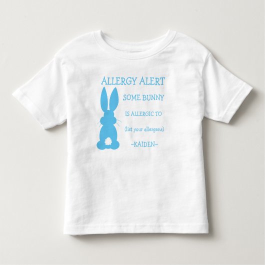 T-shirt Pour Les Tous Petits Lapin de Pâques bleu personnalisé d'alerte (Devant)