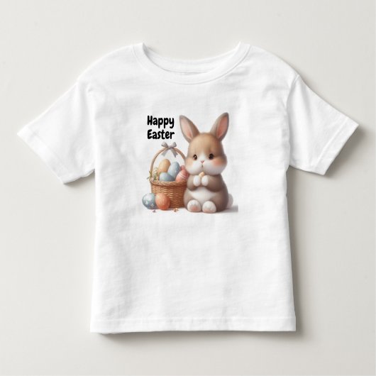 T-shirt Pour Les Tous Petits Lapin de Pâques et Panier d'oeufs (Devant)