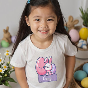 T-shirt Pour Les Tous Petits Lapin de Pâques Personnalisé au Nom Extra Mignon