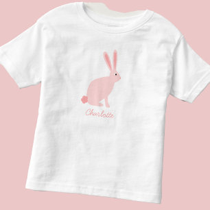 T-shirt Pour Les Tous Petits Lapin de Pâques Rose Mignon Personnalisé