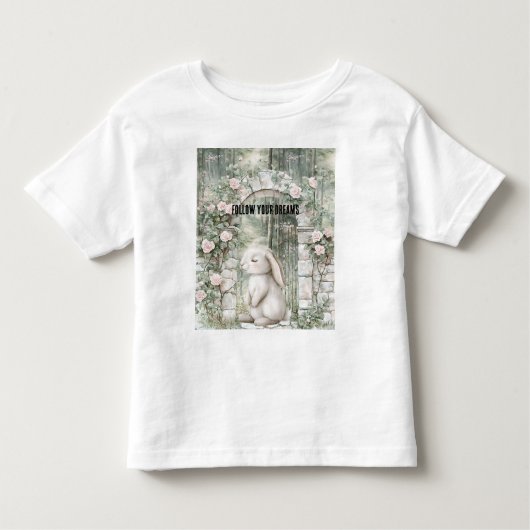 T-shirt Pour Les Tous Petits Lapin Jardin Floral Rose Enchanté (Devant)