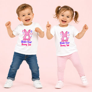T-shirt Pour Les Tous Petits Lapin Rose Mignon Derrière Secoue Ton Queue de Lap