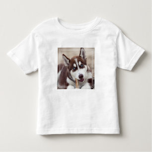 T-shirt Pour Les Tous Petits Le chiot sibérien Husky à la plage