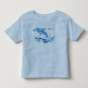 T-shirt Pour Les Tous Petits Le dauphin est ma joie bleue de marine d'eau de