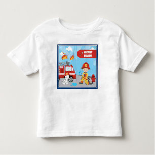 T-shirt Pour Les Tous Petits Le pompier de dessin animé de Little Boy avec prén