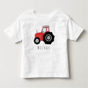 T-shirt Pour Les Tous Petits Le tracteur de fermier rouge personnalisé avec nom