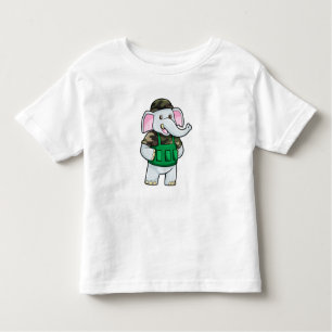 T-shirt Pour Les Tous Petits L'éléphant comme soldat avec uniforme et casque