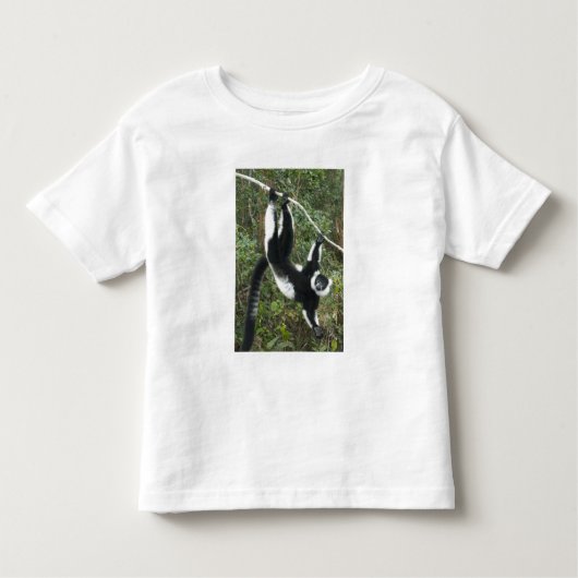 T-shirt Pour Les Tous Petits Lémur à feuilles blanches et noires (Varecia) (Devant)
