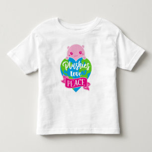 T-shirt Pour Les Tous Petits Les Plushies aiment la paix Cute Kawaii Coeur Te