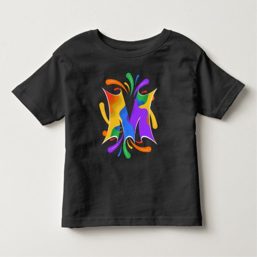 T-shirt Pour Les Tous Petits Lettre arc-en-ciel M Monogramme Abstrait (Devant)
