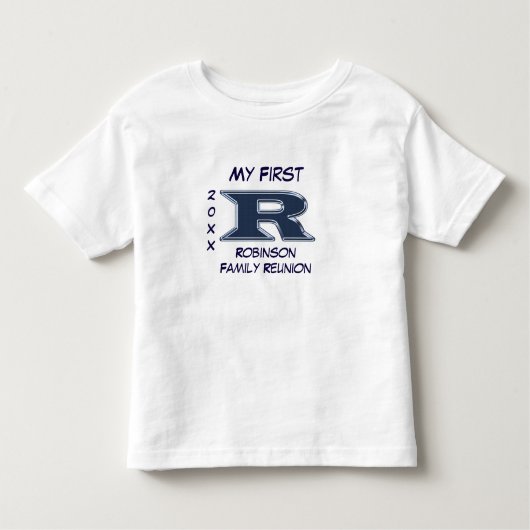 T-shirt Pour Les Tous Petits Lettre bleue de ma première famille R Monogramme (Devant)