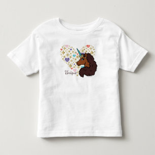 T-shirt Pour Les Tous Petits Licorne Afro Dessin de cœur unique